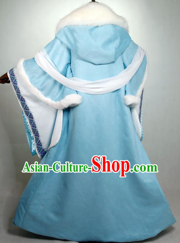 China Cosplay Court Woman Clothing Ancient Empress Garments Traditional Tang Dynasty Princess Blue Dress