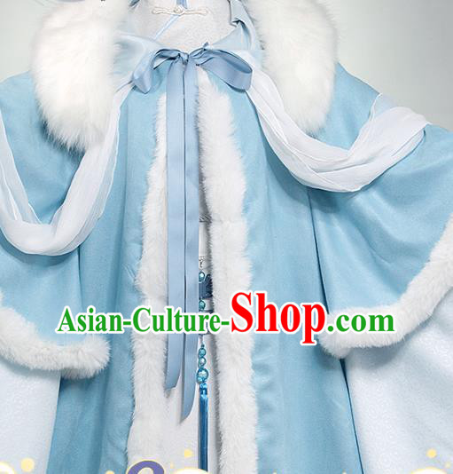 China Cosplay Court Woman Clothing Ancient Empress Garments Traditional Tang Dynasty Princess Blue Dress