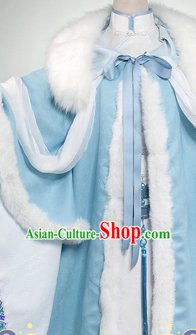 China Cosplay Court Woman Clothing Ancient Empress Garments Traditional Tang Dynasty Princess Blue Dress