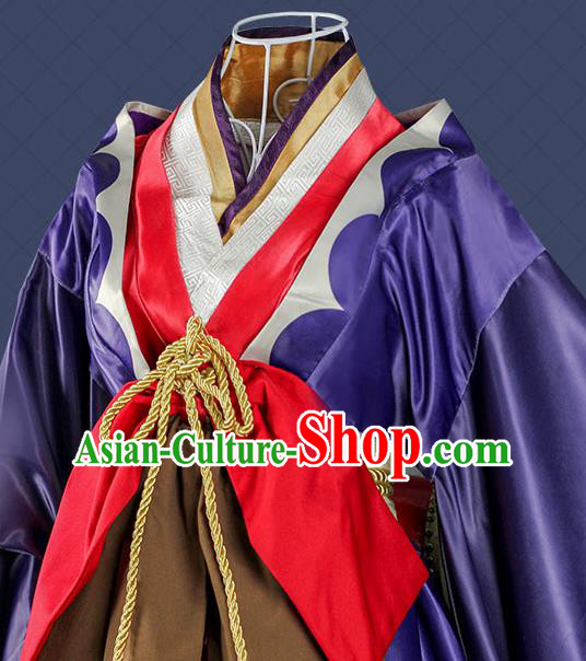 China Cosplay Onmyoji Clothing Ancient Female Swordsman Garments Traditional Game Purple Dress