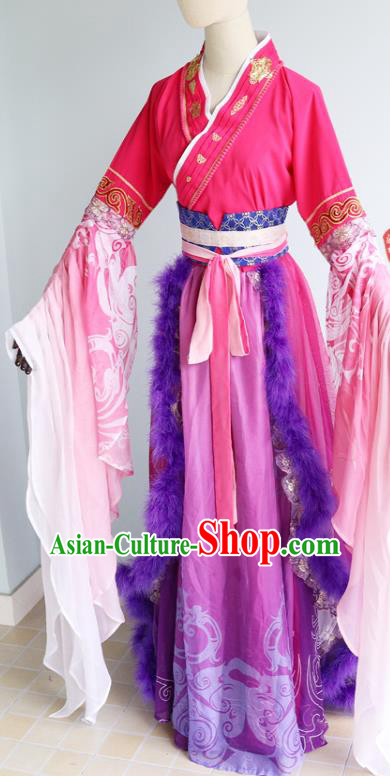 China Ancient Fairy Garments Traditional Three Kingdoms Period Princess Rosy Hanfu Dress Cosplay Drama Young Beauty Diao Chan Clothing