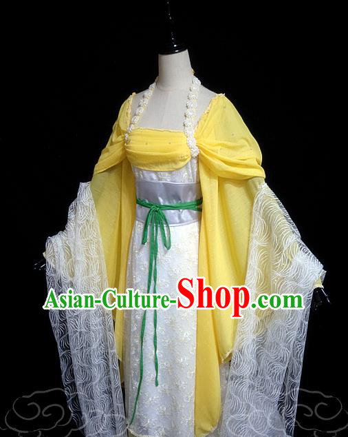 China Traditional Dance Yellow Hanfu Dress Cosplay Drama Seven Fairy Princess Huang Er Clothing Ancient Goddess Garments
