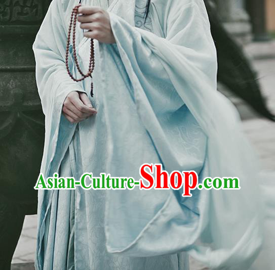 China Traditional Cosplay Prince Blue Hanfu Clothing Ancient Young Childe Apparels Jin Dynasty Scholar Garment Costumes