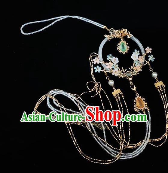 Chinese Ming Dynasty Princess Waist Accessories Traditional Ancient Hanfu Jade Tassel Belt Pendant