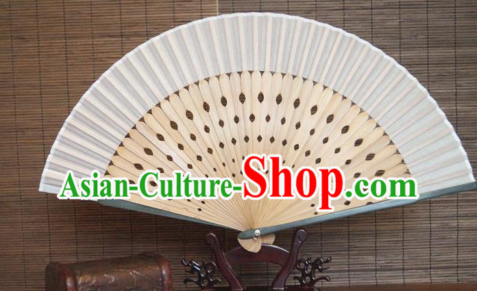China Classical White Silk Accordion Handmade Fans Traditional Dance Folding Fan Bamboo Fan