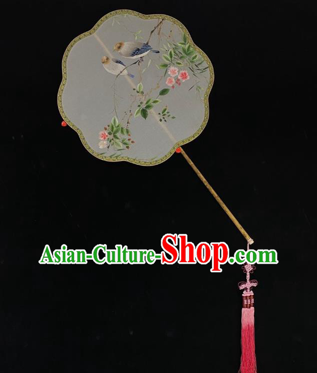 China Classical Palace Fan Handmade Suzhou Embroidered Flower Bird Fan Traditional Silk Fans Cheongsam Dance Fan