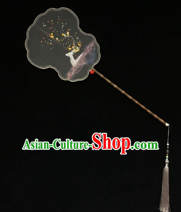China Cheongsam Dance Fan Classical Palace Fan Handmade Double Side Suzhou Embroidered Fan Traditional Silk Fans