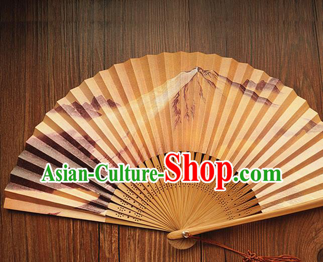 China Classical Silk Accordion Handmade Printing Mount Fuji Fan Traditional Dance Folding Fans Bamboo Fan