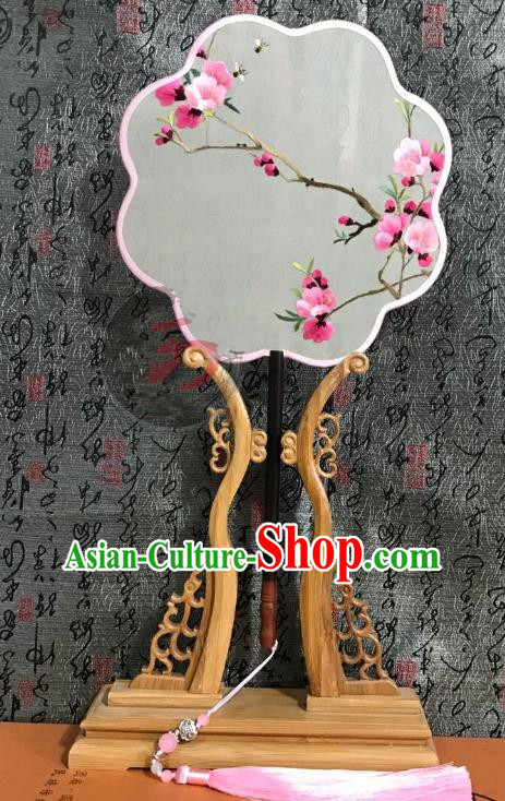 China Cheongsam Dance Fan Classical Palace Fan Handmade Double Side Suzhou Embroidered Plum Fan Traditional Silk Fans