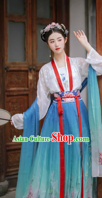 China Ancient Patrician Lady Embroidered Hanfu Dress Song Dynasty Royal Princess Historical Clothing Traditional Hanfu Garments