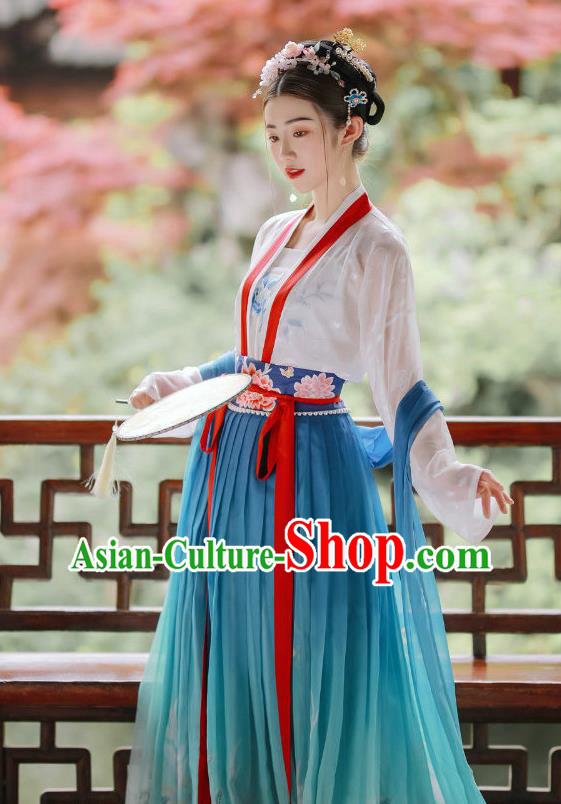China Ancient Patrician Lady Embroidered Hanfu Dress Song Dynasty Royal Princess Historical Clothing Traditional Hanfu Garments
