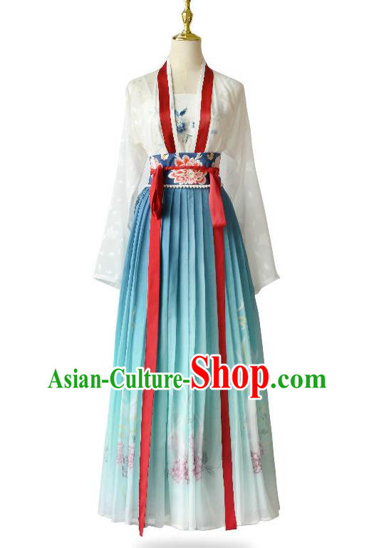China Ancient Patrician Lady Embroidered Hanfu Dress Song Dynasty Royal Princess Historical Clothing Traditional Hanfu Garments