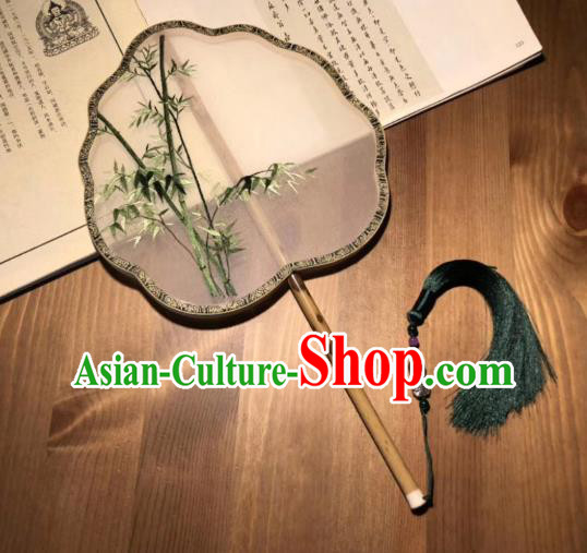 China Embroidered Bamboo Double Side Fan Handmade Song Dynasty Court Fans Traditional Hanfu Silk Fan Classical Palace Fan