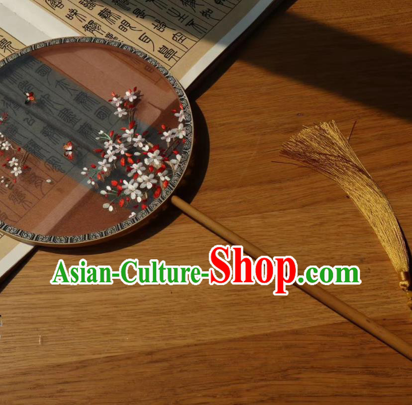 China Traditional Hanfu Silk Fan Classical Palace Fan Embroidered Double Side Fan Handmade Ming Dynasty Court Circular Fans