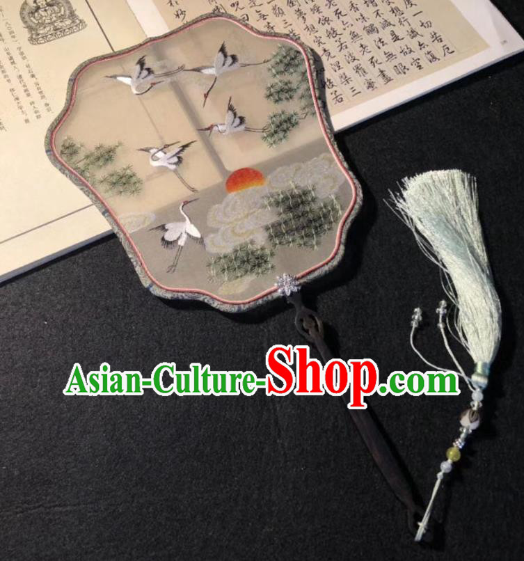China Traditional Hanfu Silk Fan Classical Palace Fan Embroidered Double Side Fan Handmade Qing Dynasty Court Fans