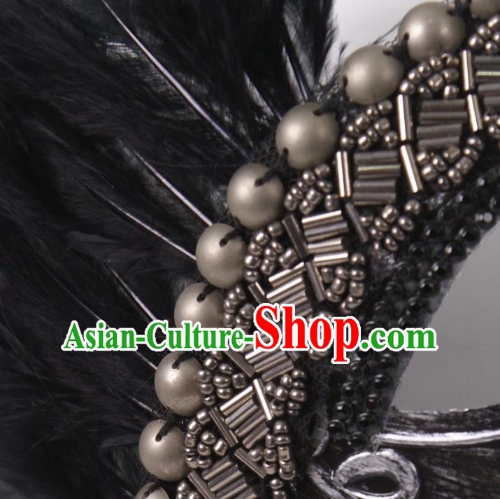 Professional Cosplay Metal Mask Party Performance Feather Face Mask Rio Carnival Headwear