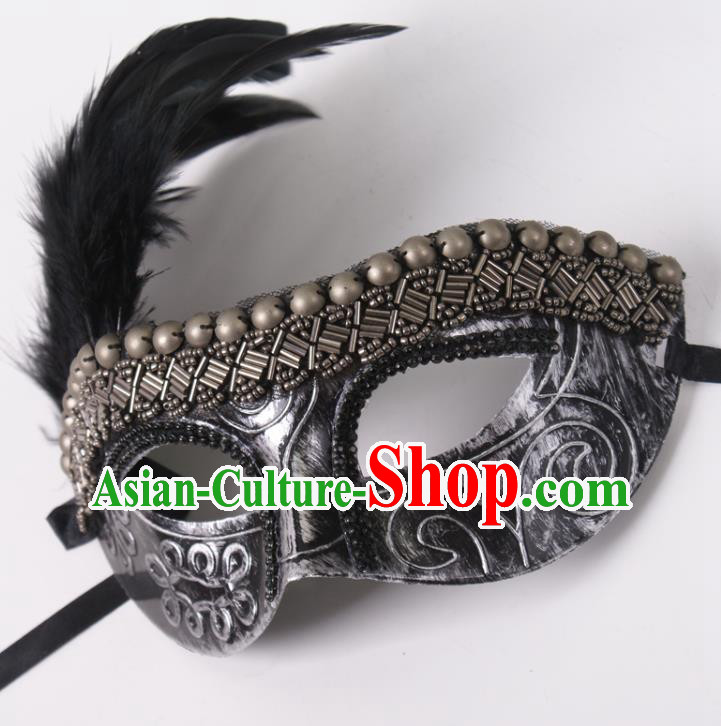 Professional Cosplay Metal Mask Party Performance Feather Face Mask Rio Carnival Headwear