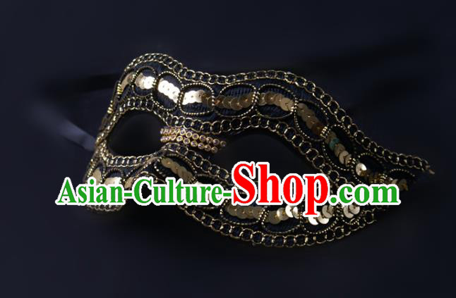 Professional Cosplay Golden Sequins Mask Party Performance Face Mask Rio Carnival Blinder Headwear
