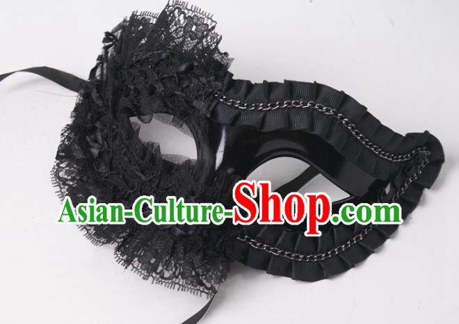 Rio Carnival Blinder Headwear Halloween Party Cosplay Black Lace Mask Professional Stage Performance Face Mask