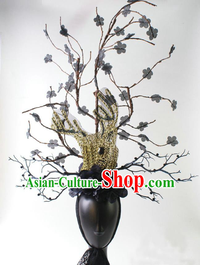 Top Halloween Cosplay Top Hat Stage Show Black Plum Hair Crown Baroque Giant Headdress Rio Carnival Decorations