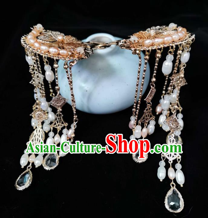 China Ancient Palace Lady Tassel Hairpin Tang Dynasty Princess Golden Hair Stick Traditional Hanfu Headpiece