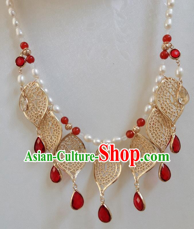 Chinese Ancient Palace Lady Necklace Tang Dynasty Princess Pearls Necklet Accessories
