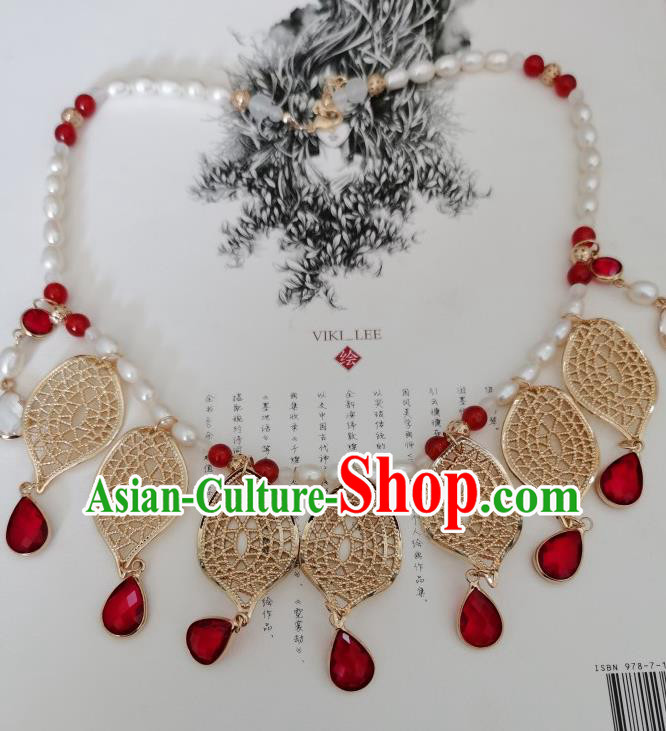 Chinese Ancient Palace Lady Necklace Tang Dynasty Princess Pearls Necklet Accessories
