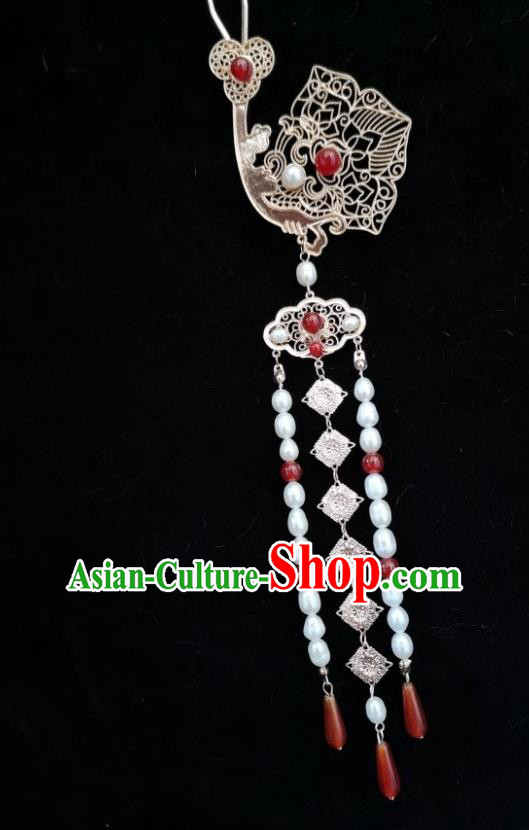 China Traditional Tang Dynasty Empress Tassel Hair Stick Ancient Imperial Concubine Golden Hairpin