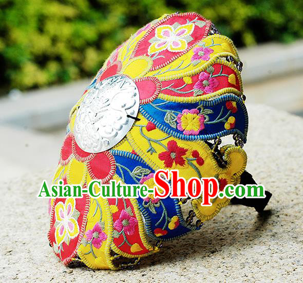 China Handmade Folk Dance Headband Yunnan Minority Embroidered Hair Clasp Ethnic Woman Headwear