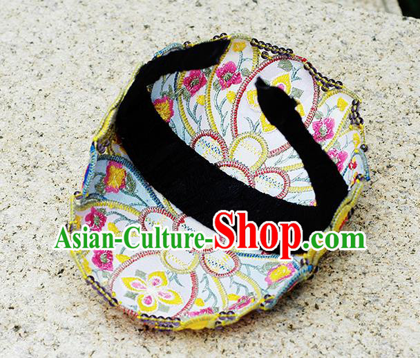 China Handmade Folk Dance Headband Yunnan Minority Embroidered Hair Clasp Ethnic Woman Headwear
