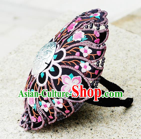 China Handmade Ethnic Dance Headband Yunnan Minority Hair Clasp National Woman Embroidered Headwear
