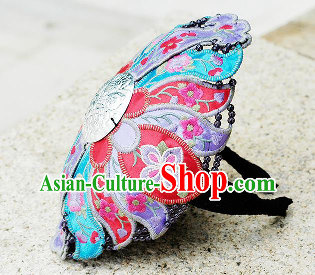 China National Woman Embroidered Headwear Handmade Ethnic Dance Headband Yunnan Minority Hair Clasp