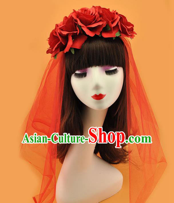 Top Gothic Bride Giant Headdress Cosplay Hair Accessories Christmas Princess Hair Crown Halloween Fancy Ball Hair Veil