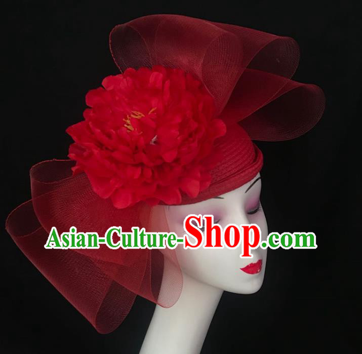 Top Rio Carnival Top Hat Brazil Parade Headdress Halloween Cosplay Hair Accessories Catwalks Red Peony Royal Crown