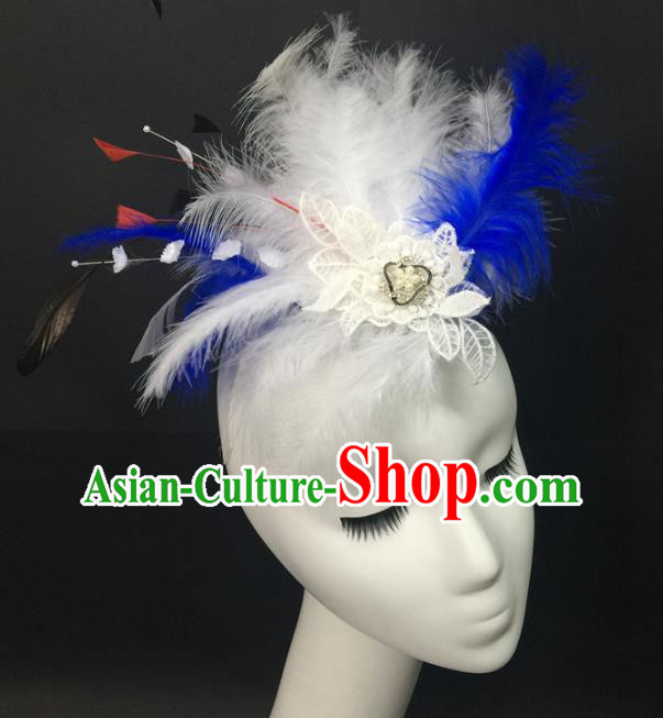 Top Catwalks Feather Royal Crown Halloween Party Lace Flowers Top Hat Brazilian Carnival Headdress Cosplay Hair Accessories