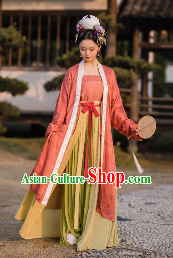 China Song Dynasty Imperial Consort Garment Costumes Ancient Palace Beauty Hanfu Dress Clothing Complete Set