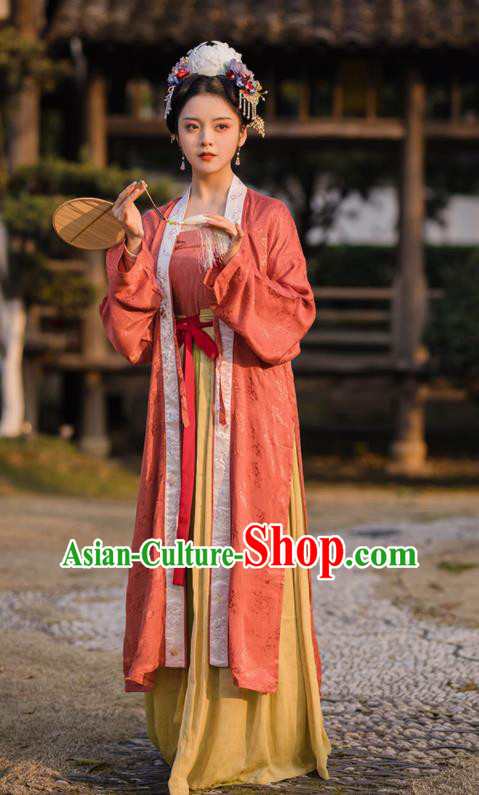 China Song Dynasty Imperial Consort Garment Costumes Ancient Palace Beauty Hanfu Dress Clothing Complete Set