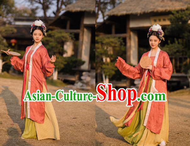 China Song Dynasty Imperial Consort Garment Costumes Ancient Palace Beauty Hanfu Dress Clothing Complete Set
