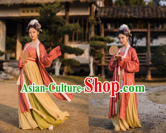 China Song Dynasty Imperial Consort Garment Costumes Ancient Palace Beauty Hanfu Dress Clothing Complete Set