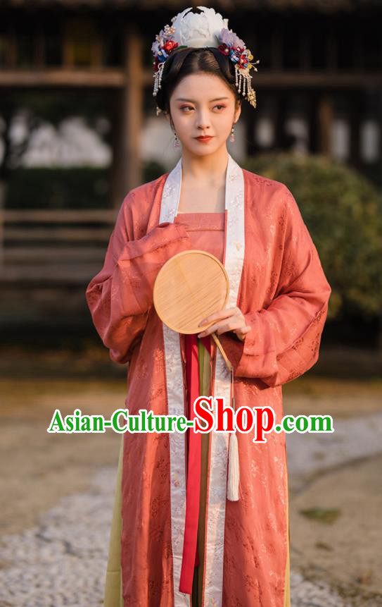 China Song Dynasty Imperial Consort Garment Costumes Ancient Palace Beauty Hanfu Dress Clothing Complete Set
