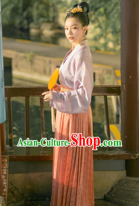 China Traditional Song Dynasty Historical Clothing Ancient Noble Mistress Hanfu Dress Garment Costumes