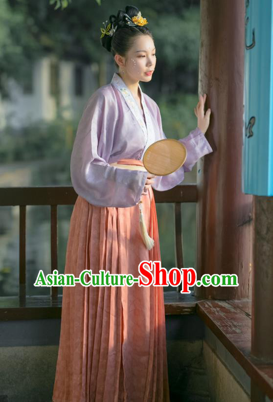 China Traditional Song Dynasty Historical Clothing Ancient Noble Mistress Hanfu Dress Garment Costumes