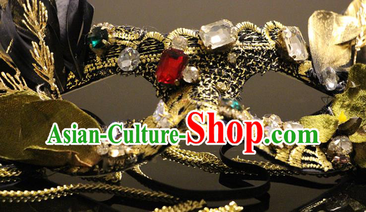 Handmade Gothic Feather Headpiece Brazil Carnival Mask Halloween Cosplay Face Mask Costume Party Blinder