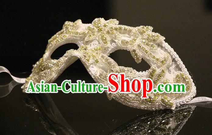 Handmade Halloween Cosplay Sequins Face Mask Costume Party Gothic Headpiece Brazil Carnival White Mask