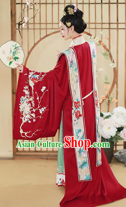 China Traditional Song Dynasty Empress Wedding Historical Clothing Ancient Court Bride Embroidered Hanfu Dress Garments Full Set