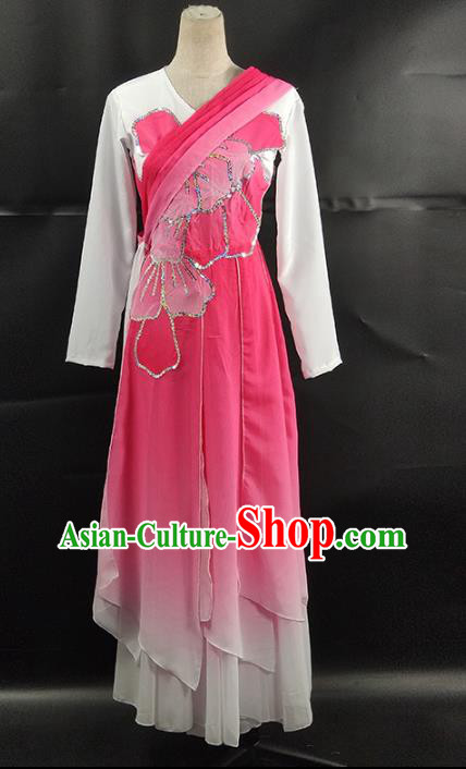 Top Chinese Woman Umbrella Dance Garment Costume Traditional Stage Performance Clothing Classical Dance Pink Dress