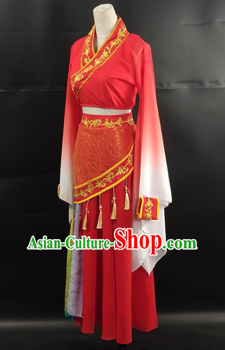 Top Chinese Woman Swords Dance Garment Costume Traditional Hanfu Dance Performance Clothing Classical Dance Rosy Dress