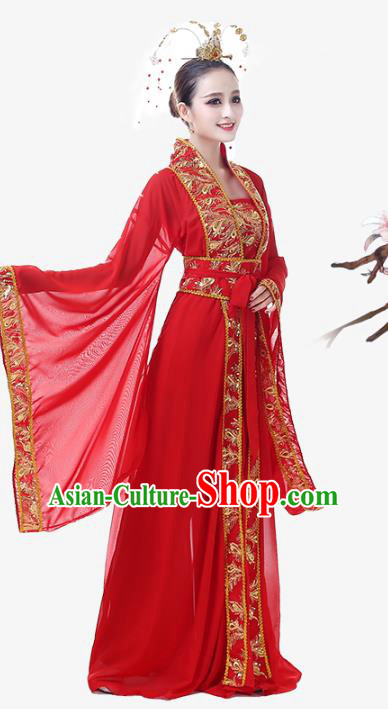 Top Chinese Woman Stage Performance Clothing Classical Dance Garment Costume Traditional Court Empress Red Hanfu Dress Outfits