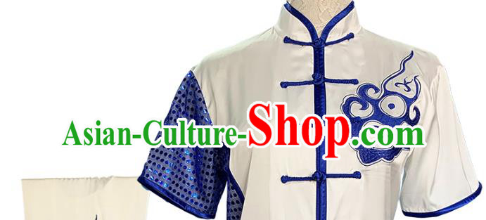 Top Chinese Martial Arts Competition Clothing Southern Boxing Performance White Outfits Wushu Kung Fu Garment Costumes