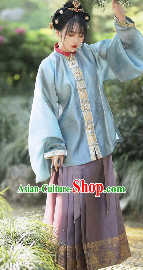 China Traditional Hanfu Garments Ming Dynasty Historical Clothing Ancient Nobility Lady Embroidered Dress Full Set